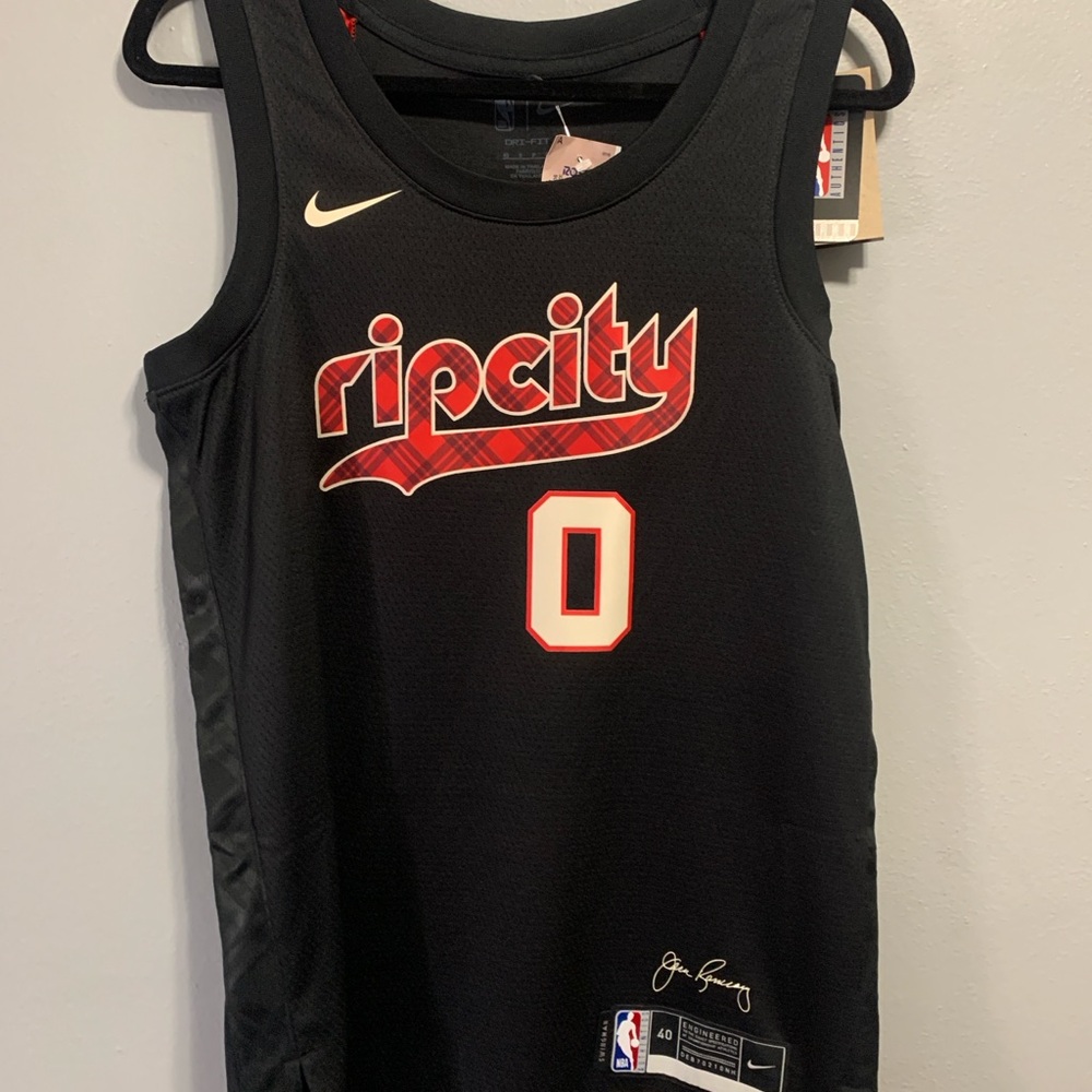 Nike Black Rip City Damin Lillard Basketball Jersey